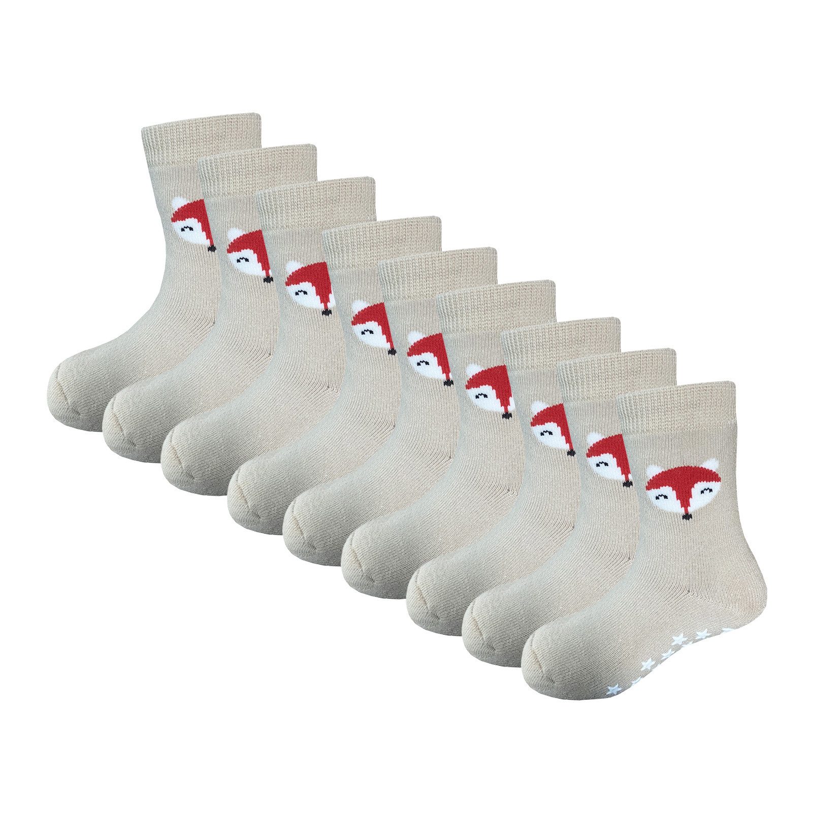 Yalion Langsocken 9er-Set Socken mit Tiermotiven & Stern-Stoppern (Set, 9-Paar, 9 Paar) Rutschfeste Sternen-Noppen
