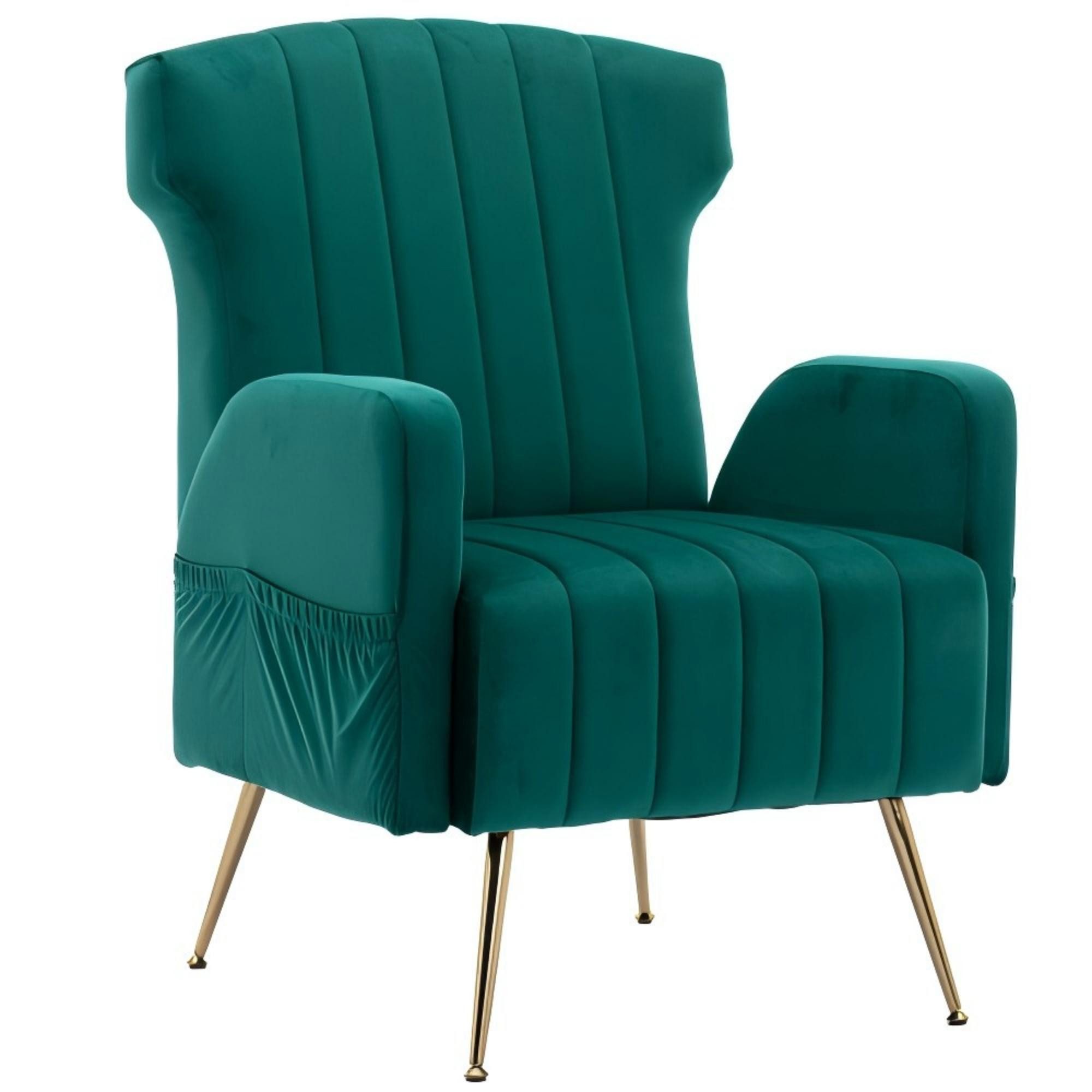 Odikalo Loungesessel Einzelsofa Akzent Stuhl Freizeit goldene Füßen gepolstert mehrfarbig