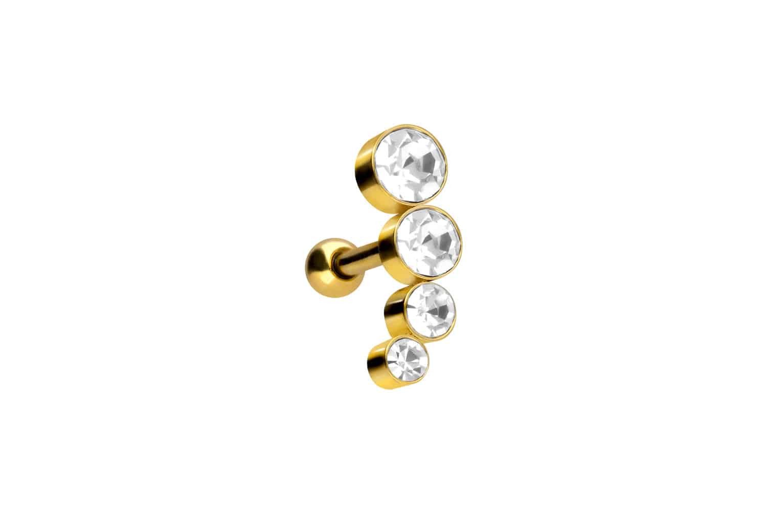 PIERCINGLINE Single-Ohrstecker Chirurgenstahl Ohrpiercing 4 KRISTALLE günstig online kaufen