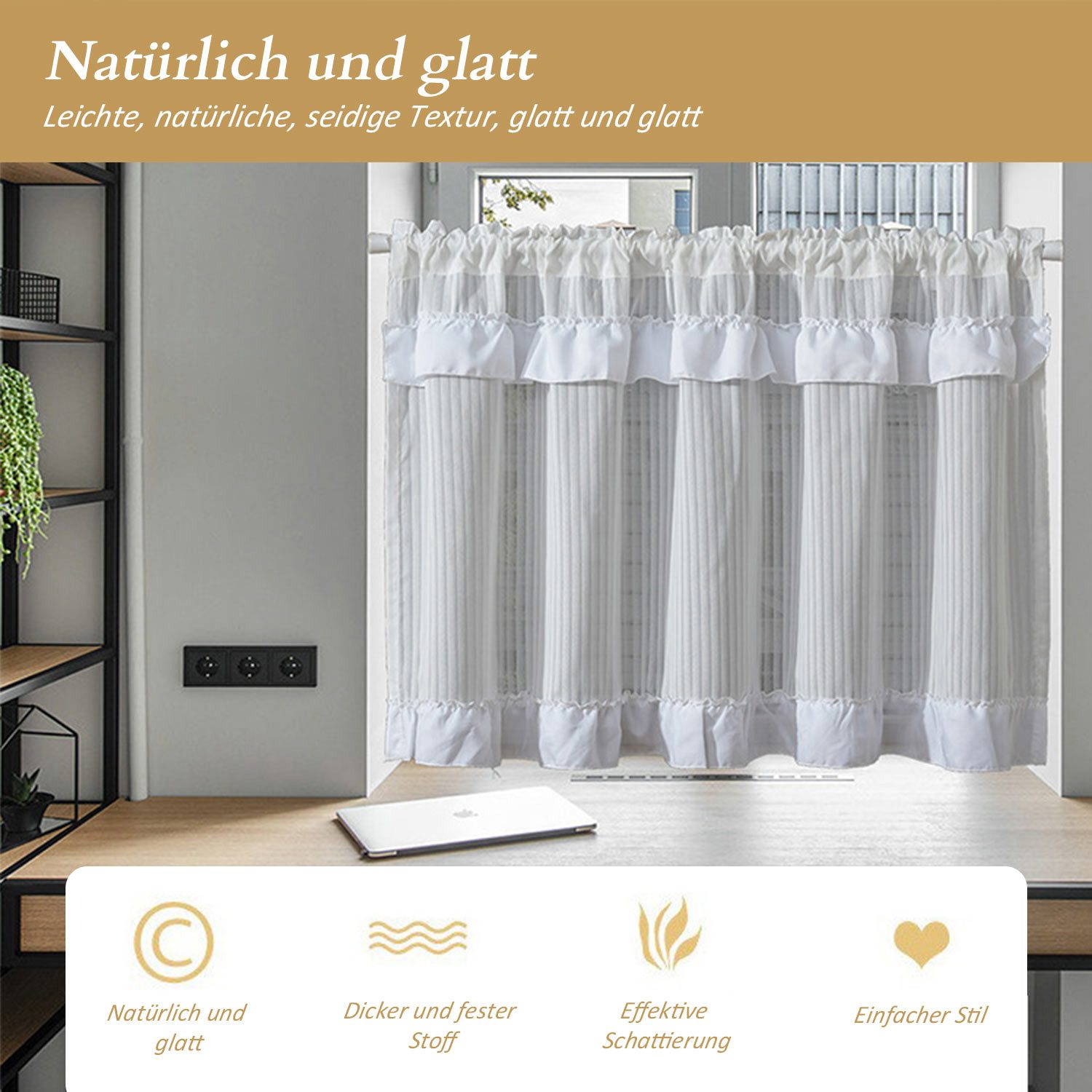 Refttenw Scheibengardine Küchengardinen Bistrogardine, Kurze Rüschen günstig online kaufen