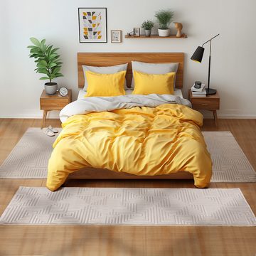 Teppich Geometrisch Design, Teppium, Rechteckig, Höhe: 12 mm, Schlafzimmer Teppich Bettumrandung Rechteckig Set 3 teilig Beige-4