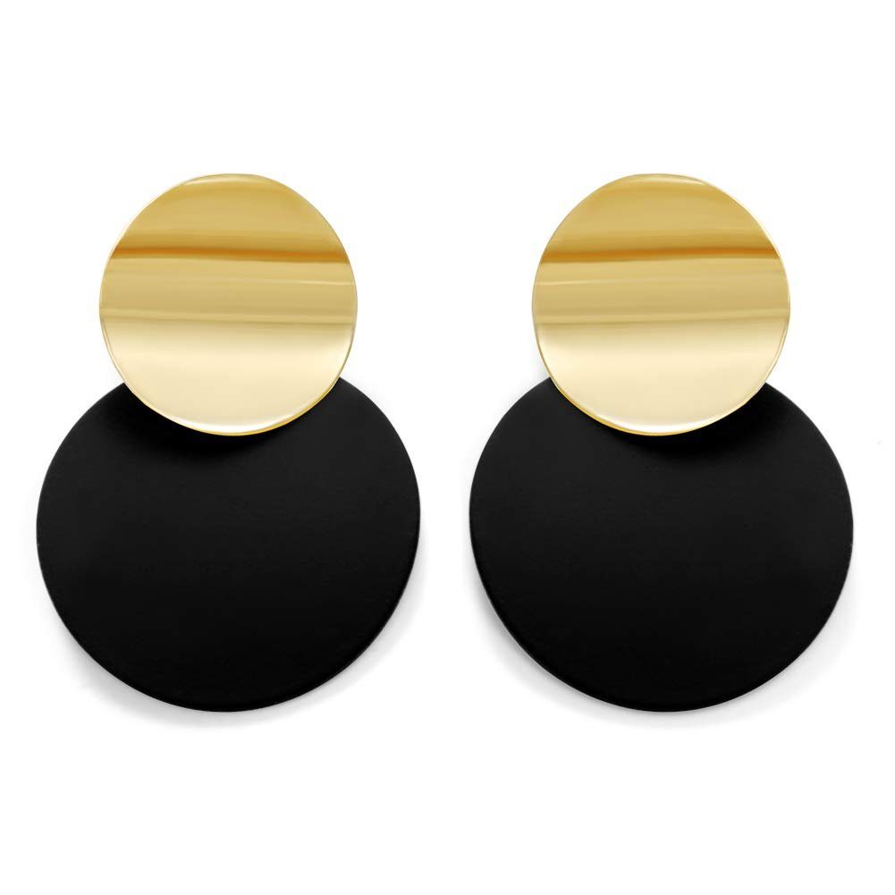 POCHUMIDUU Paar Ohrhänger Runde gebogene baumeln Ohrringe (2-tlg., mit matten Farbscheiben), für Frauen Schmuck