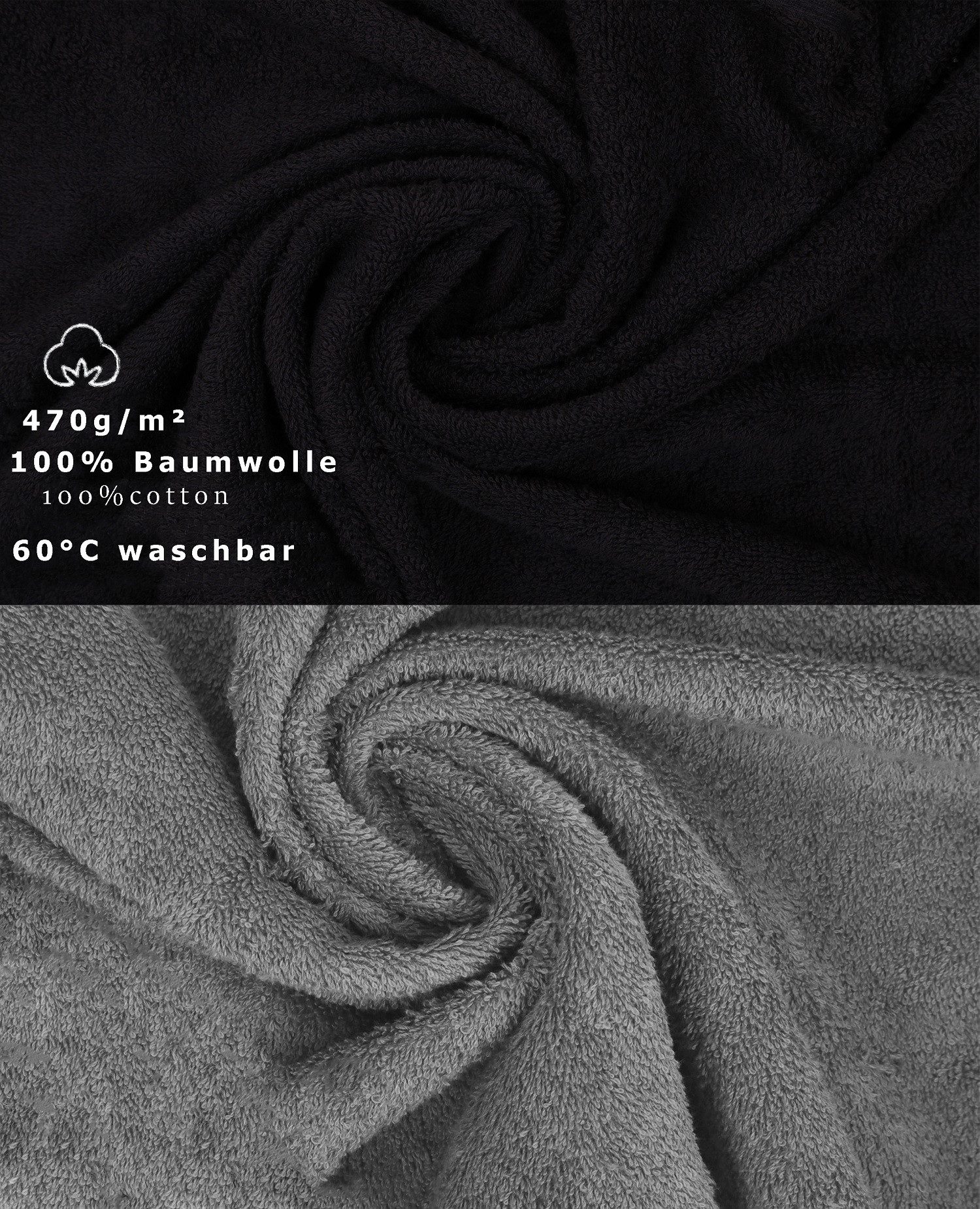 Betz Handtuch Set 10-TLG. Handtuch-Set Classic Farbe anthrazit und schwarz, 100% Baumwolle (10-St)