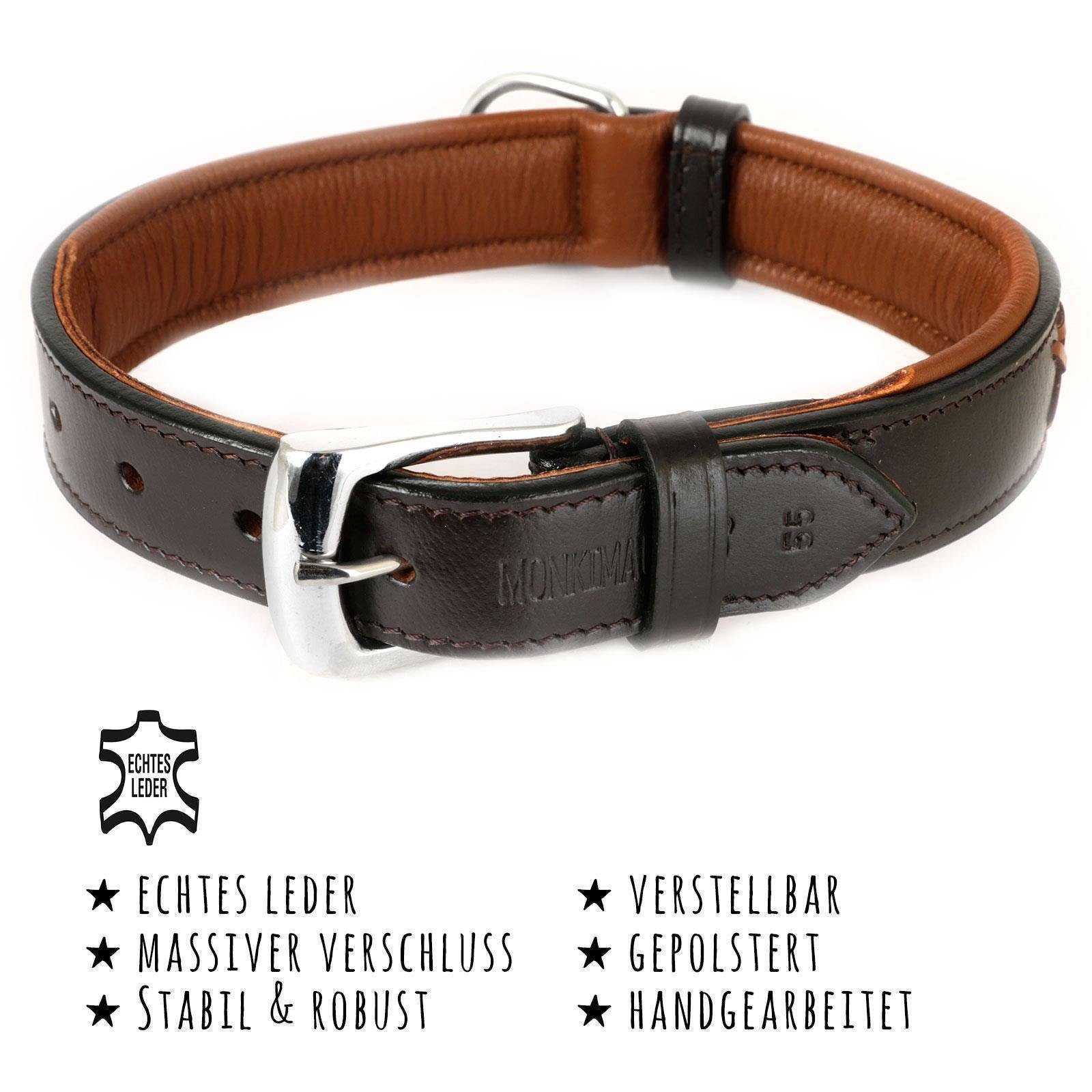 Monkimau Hunde-Halsband Hundehalsband aus Leder, Leder