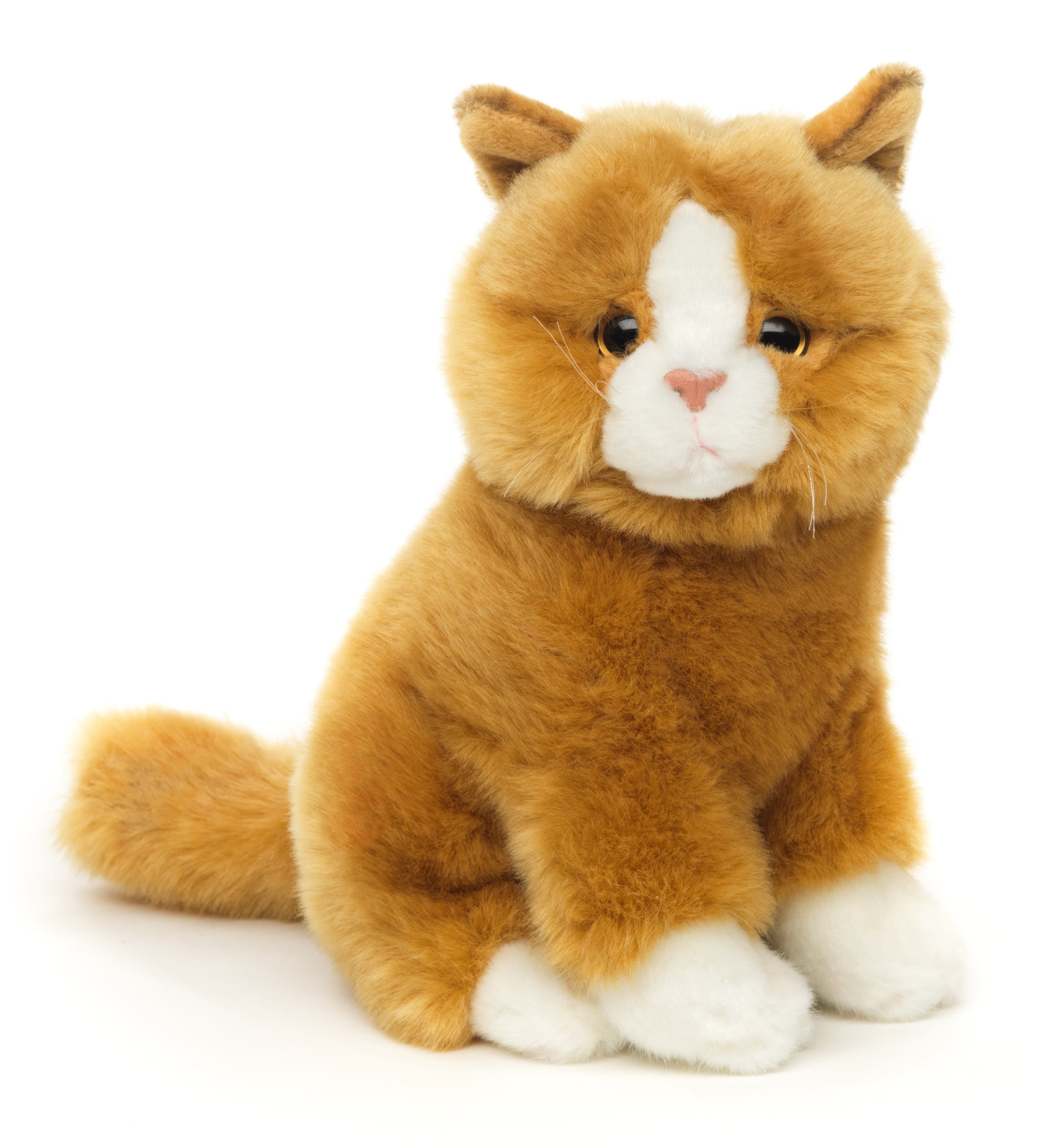 Uni-Toys Kuscheltier Katze, sitzend - Gold-braun Höhe Fellfarben Plüsch, - 100 recyceltes Plüschtier, versch. Füllmaterial % cm 21 zu 