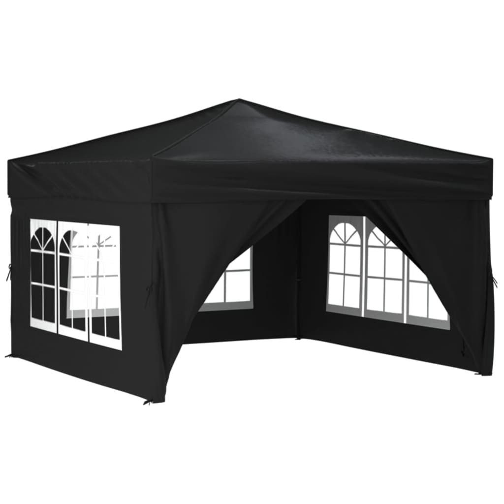 Pavillon Partyzelt Faltbar mit Seitenwänden Schwarz 3x3 m Faltpavillon Pavillon
