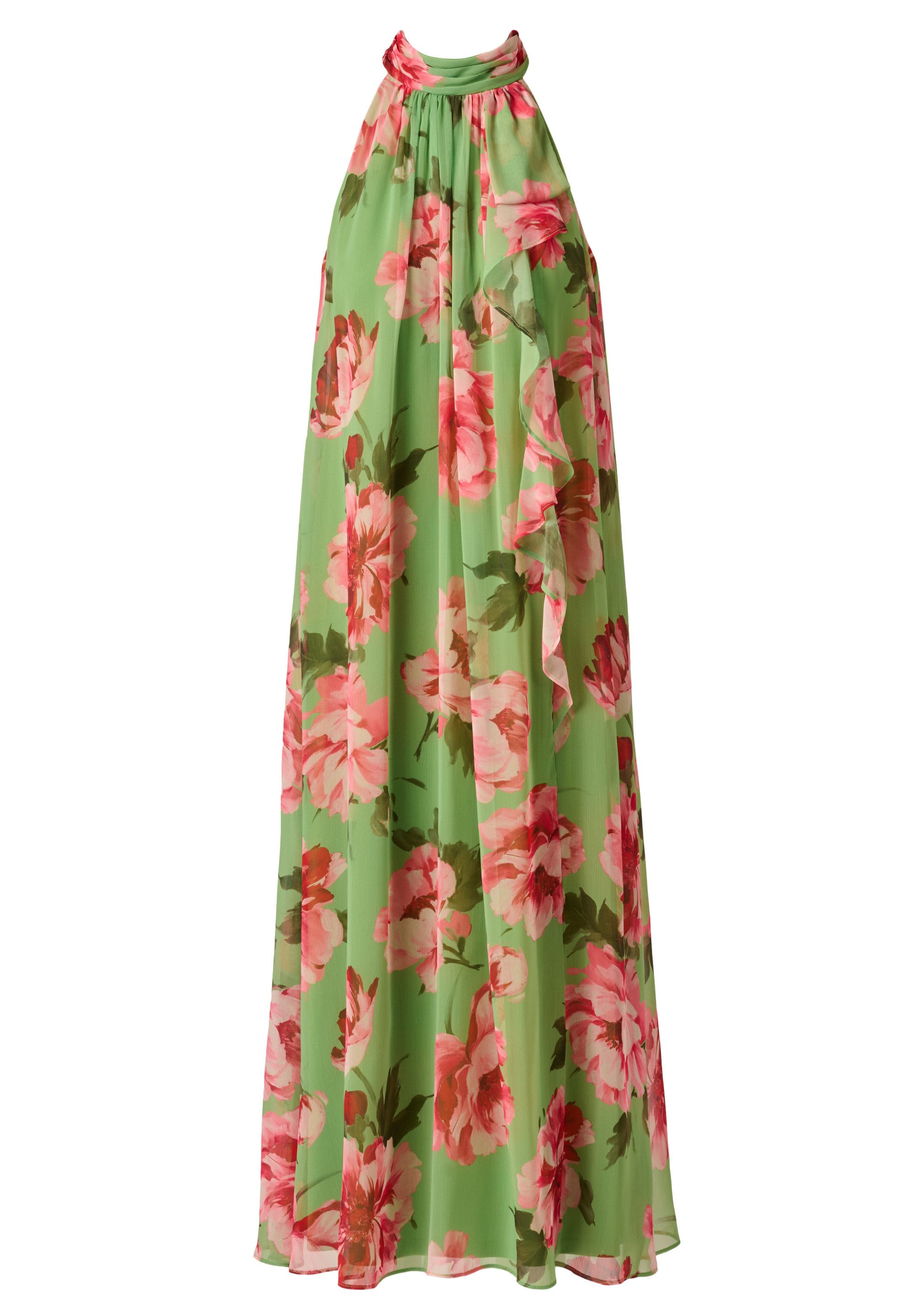 Adrianna Papell Maxikleid Print Halter Trapeze Luftiges und ausdrucksstarkes Neckholder-Kleid mit Blumenmuster