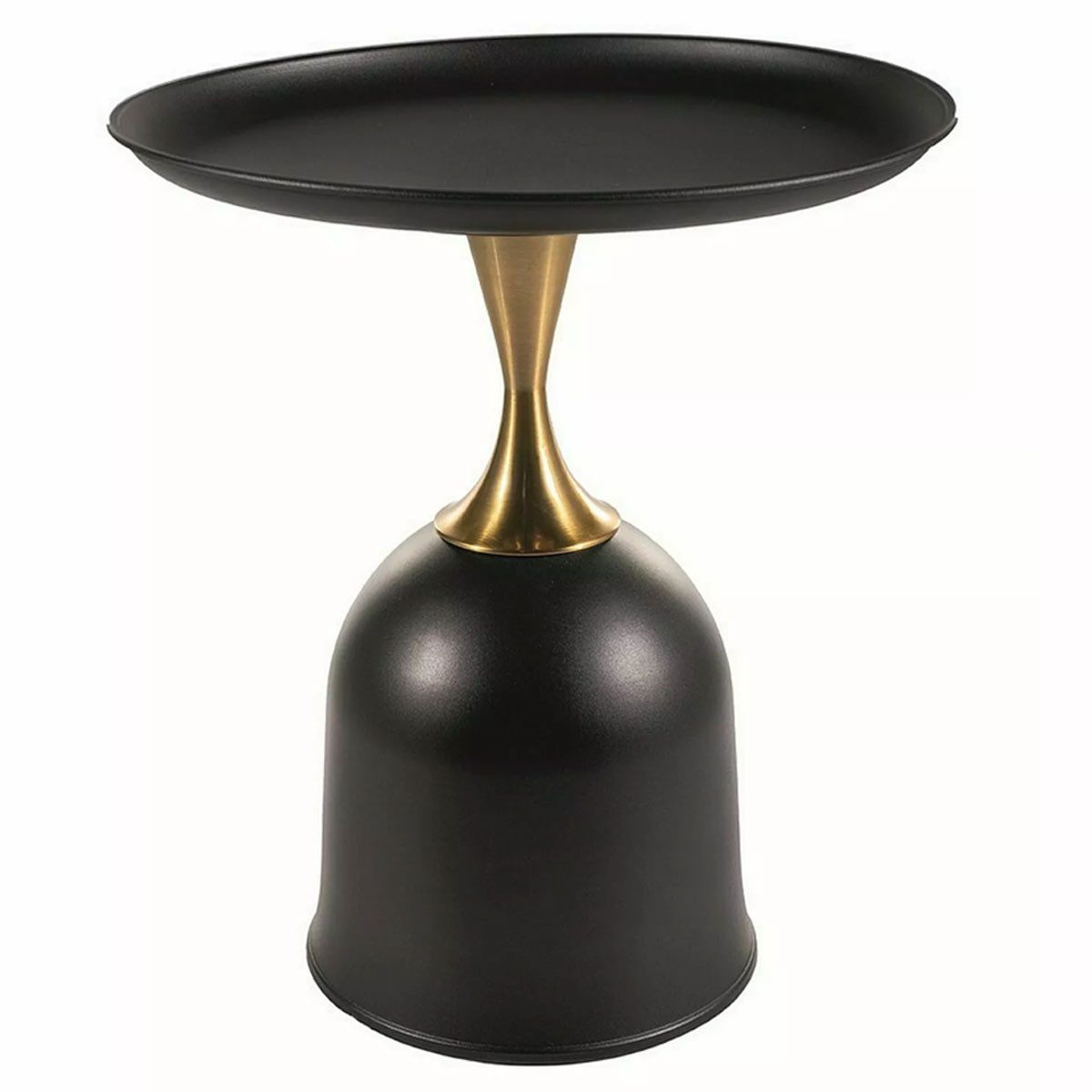 Feldmann-Wohnen Couchtisch Libra (mit runden Tischplatten 50x50cm, 1-St., Marmor Optik, Gestell aus Metall in schwarz matt), 51x51x61cm schwarz matt / gold