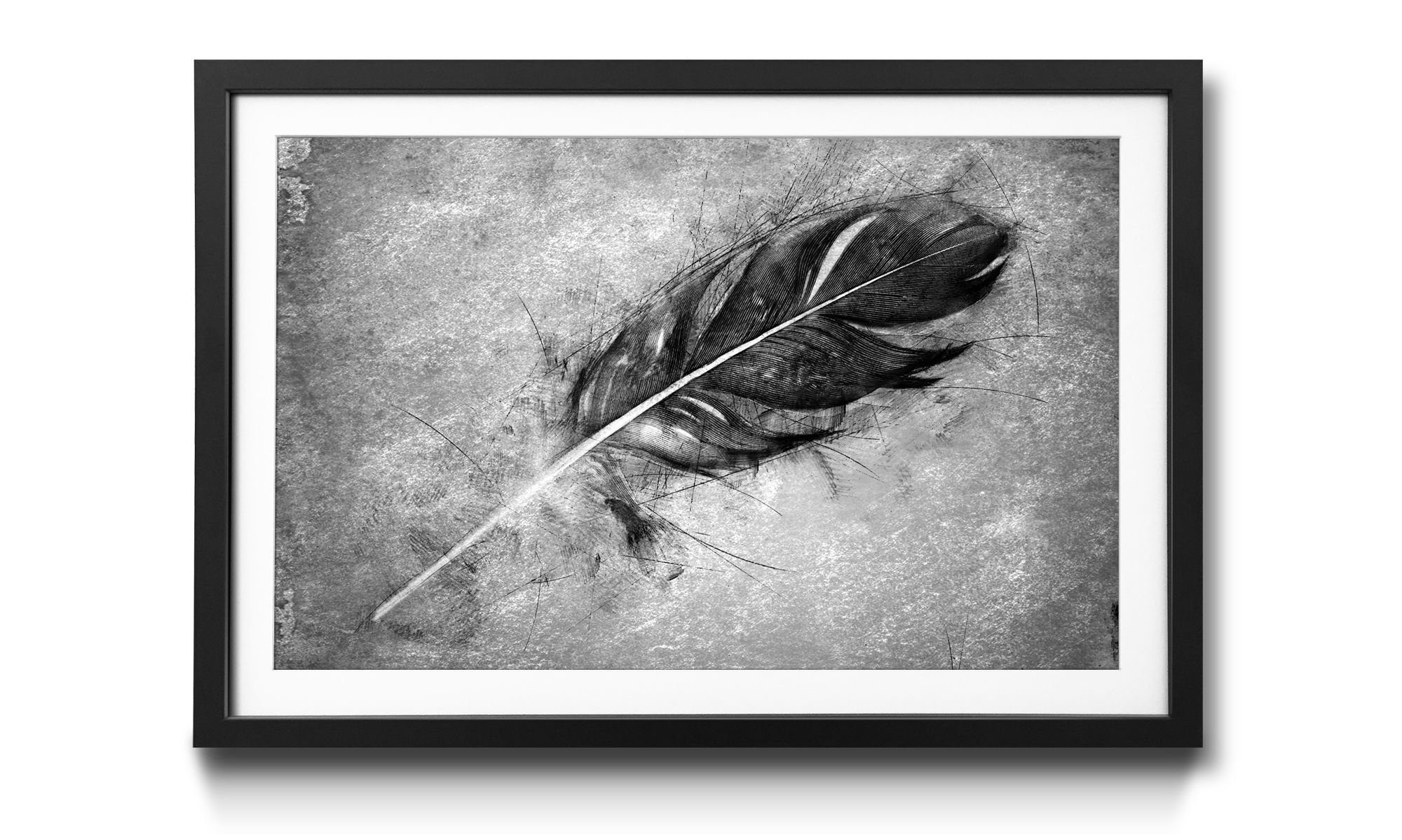 WandbilderXXL Bild mit Rahmen Beautiful Feather, Vogelfedern, Wandbild, in 4 Größen erhältlich