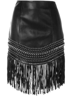 Balmain Karorock BALMAIN PARIS LEATHER FRINGED LEATHER MINI SKIRT STUD CHAIN ROCK FRANS