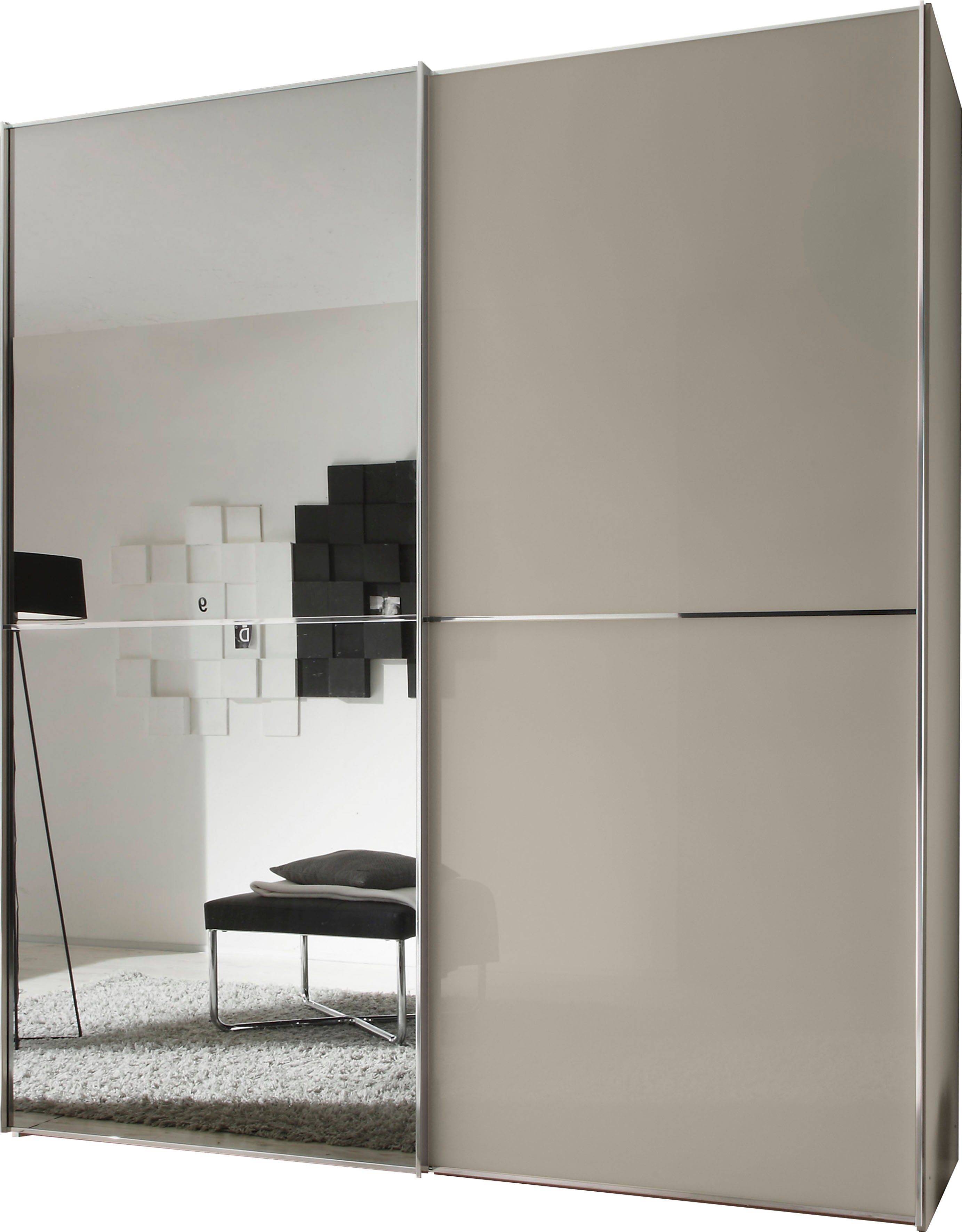 STAUD Schwebetürenschrank Sinfonie Plus, edles Design in hochwertiger Qualität, Made in Germany Glas und Spiegel-Frontkombination mit vier Ausstattungsvarianten