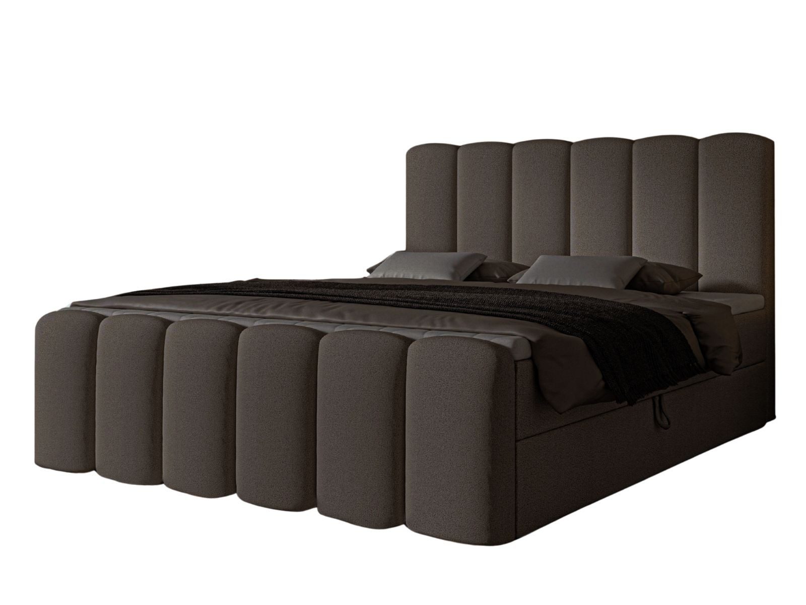 Compleo Boxbett Wolkenbett, Bequem H3 CAOBA, Doppelbett gepolstertes Kopfteil mit Bettkasten
