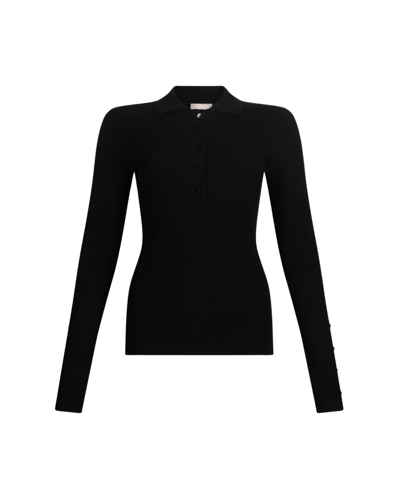 Liu Jo Strickpullover – Damen Poloshirt Langarm – Elegantes Ribshirt – Feinstrick Ober