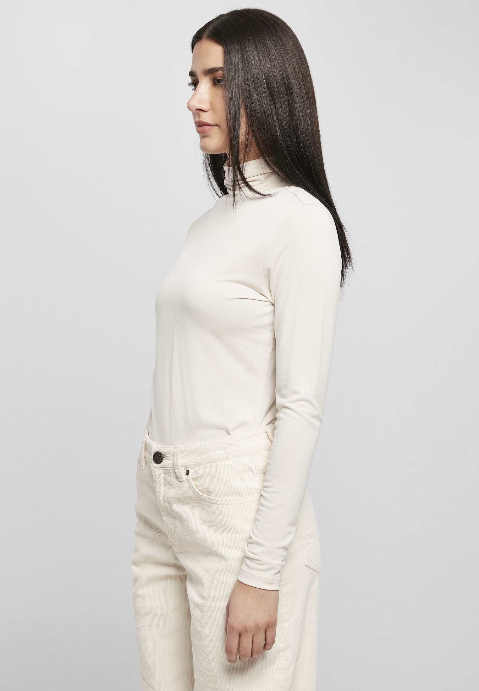 Turtleneck (1-tlg) Longsleeve Ladies whitesand Modal URBAN Langarmshirt Damen CLASSICS