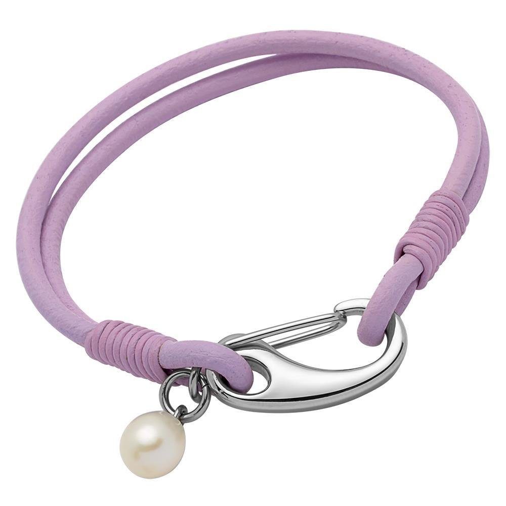 Unique Lederarmband Unique Leder Armband lila Süßwasserperle LB0291