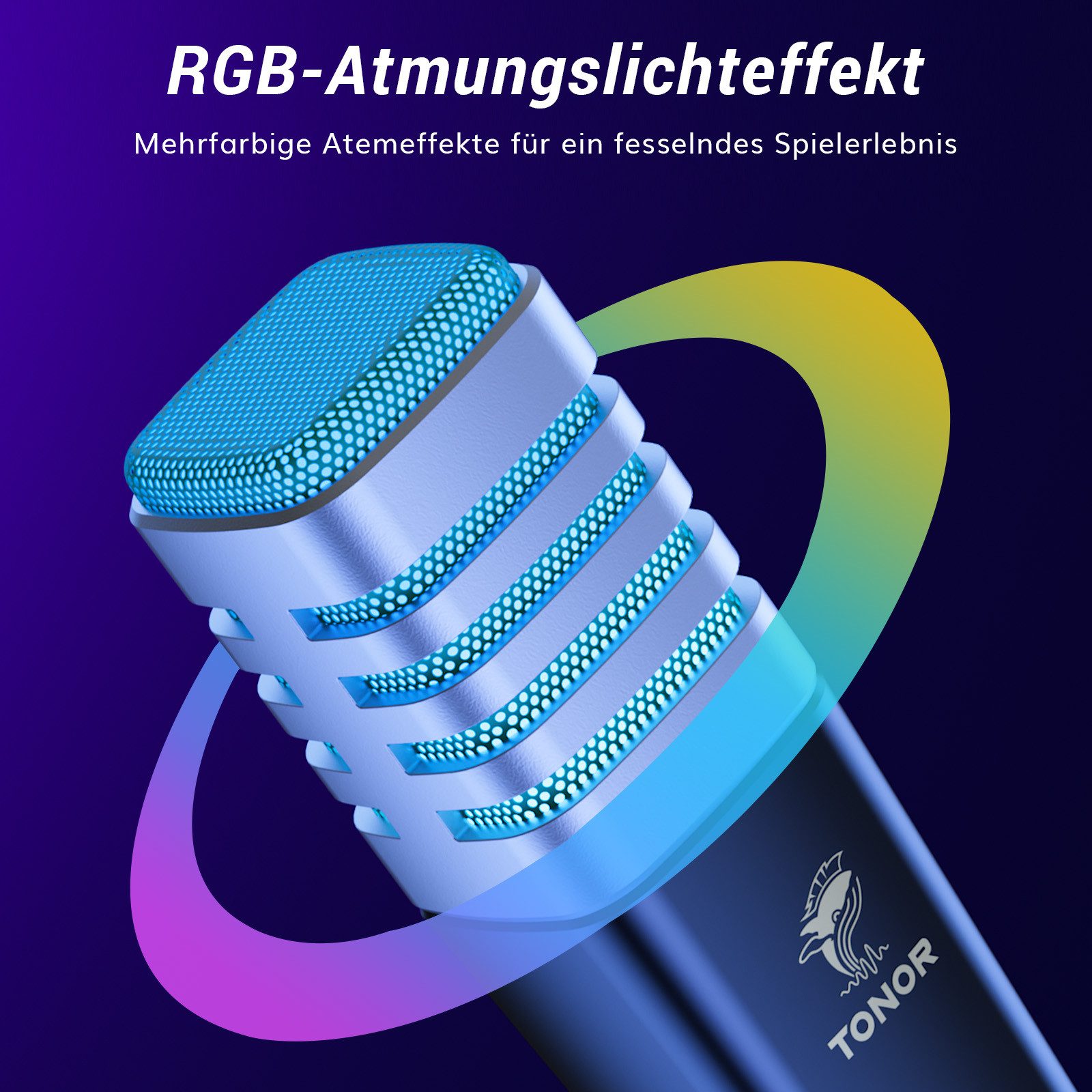 TONOR Mikrofon Gaming USB Mikrofon, PC RGB Microphone, Kondensator Mic Sets
