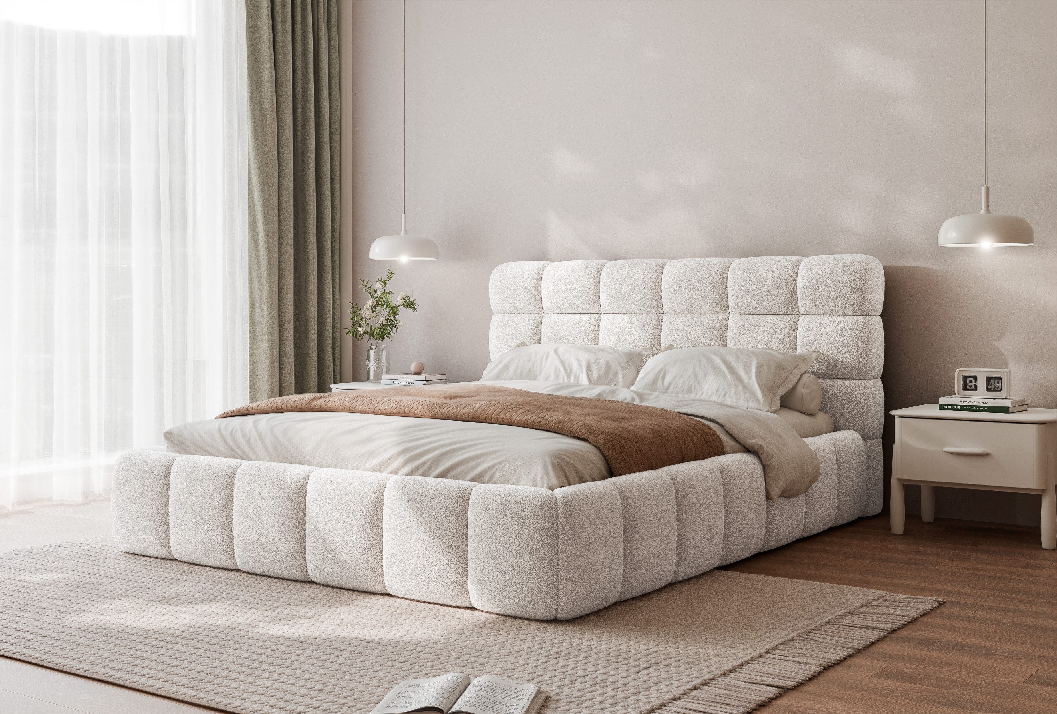 yourhouse24 Polsterbett BUBBLE, trendige Bubble-Optik, inkl. Bettkasten (Bettgestell mit Bettkasten und Lattenrost), Stauraumbett mit integriertem Bettkasten