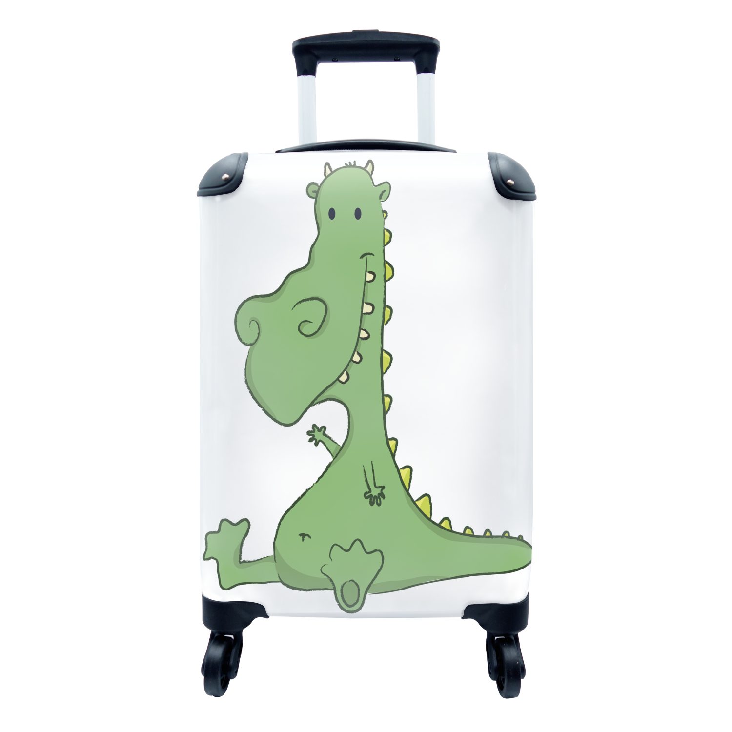 MuchoWow Handgepäckkoffer Illustration eines winkenden Drachens für Kinder, 4 Rollen, Reisetasche mit rollen, Handgepäck für Ferien, Trolley, Reisekoffer