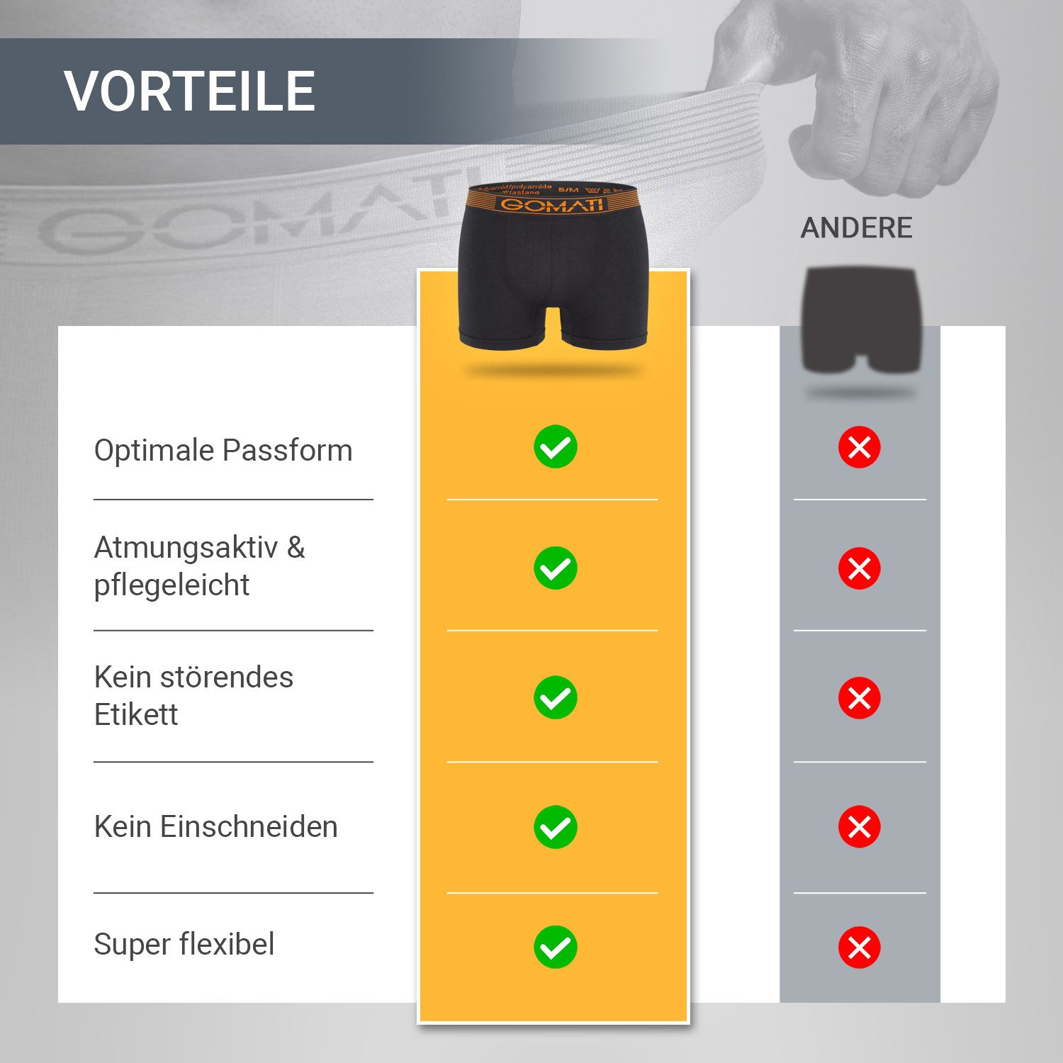 Gomati Boxershorts Herren Seamless Pants (3er günstig online kaufen