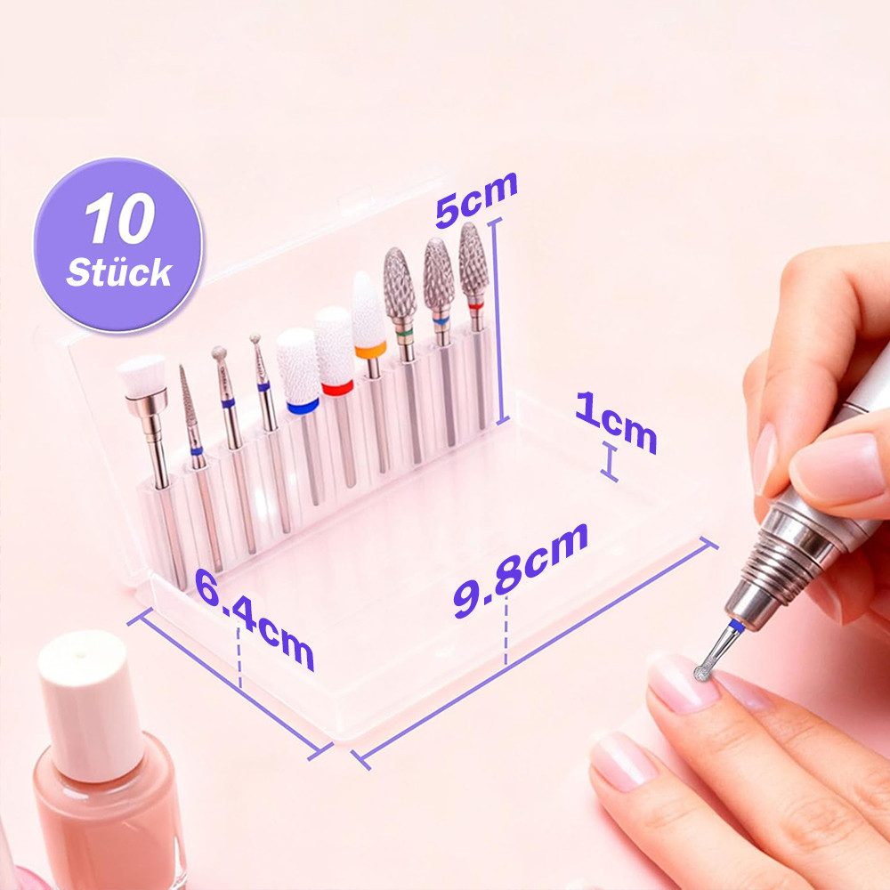 TUWENA Nageldesign Zubehör 10PCS Nagelfräser Aufsätze, 3/32 Zoll Professionelle Nagelfräser Bits, 10-tlg., für Maniküre/Pediküre/Cuticle/Gel-Polishing