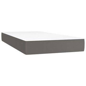 vidaXL Bettgestell Boxspringbett mit Matratze LED Grau 200x200 cm Kunstleder Bett Bettge