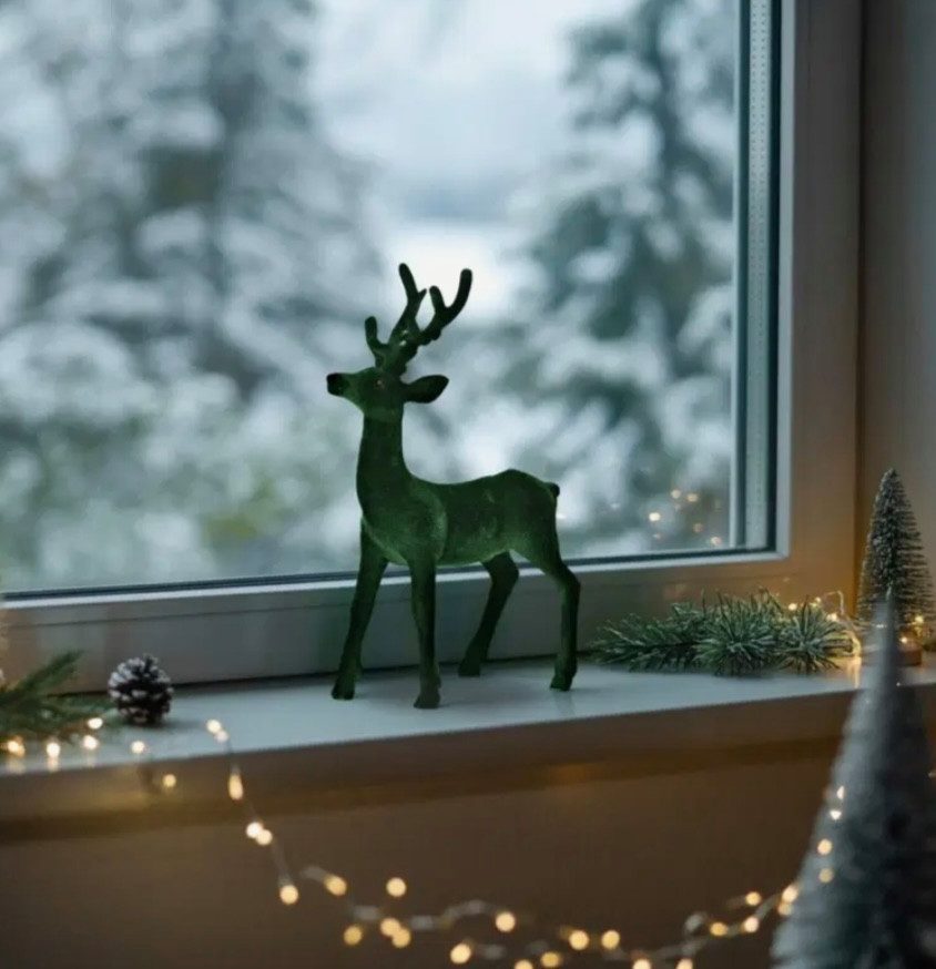 Seyila Home Dekofigur Deko-Hirsch beflockt – Samtige Hirschfigur für Winter günstig online kaufen