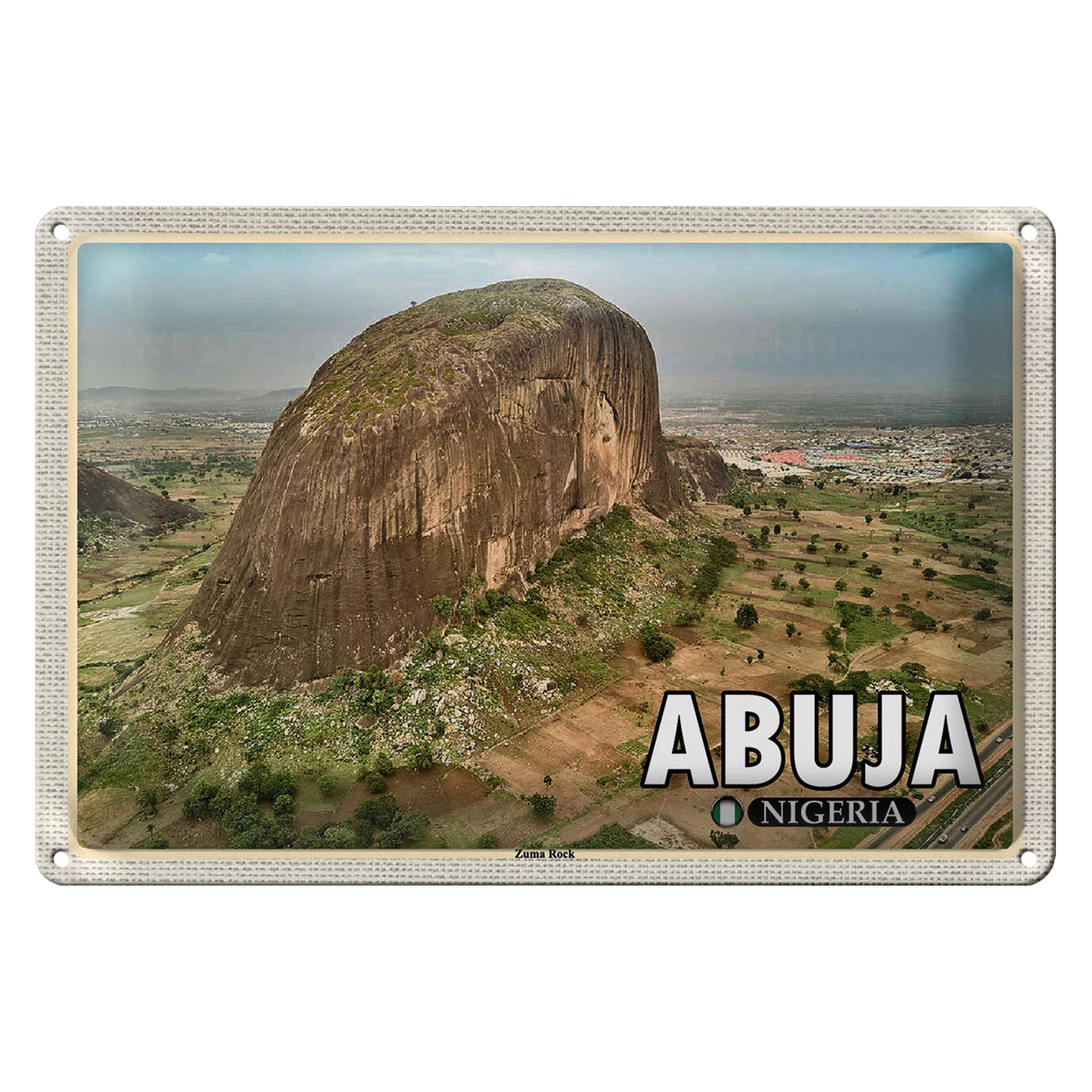 Roomando Metallschild Reise 40x30cm Abuja Nigeria Zuma Rock Felsformation