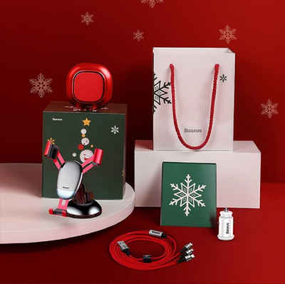 Baseus »Autozubehör Geschenkset für Weihnachten Weihnachtsgeschenk mit KFZ Handy Halterung, 3in1 Ladekabel Set, Dual USB Zigarettenanzünder Ladegerät & Autoduft Luferfrischer« Handy-Halterung, (4-tlg)