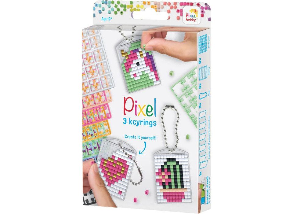 Schlüsselanhänger Pixel Medaillon Set Mädchen