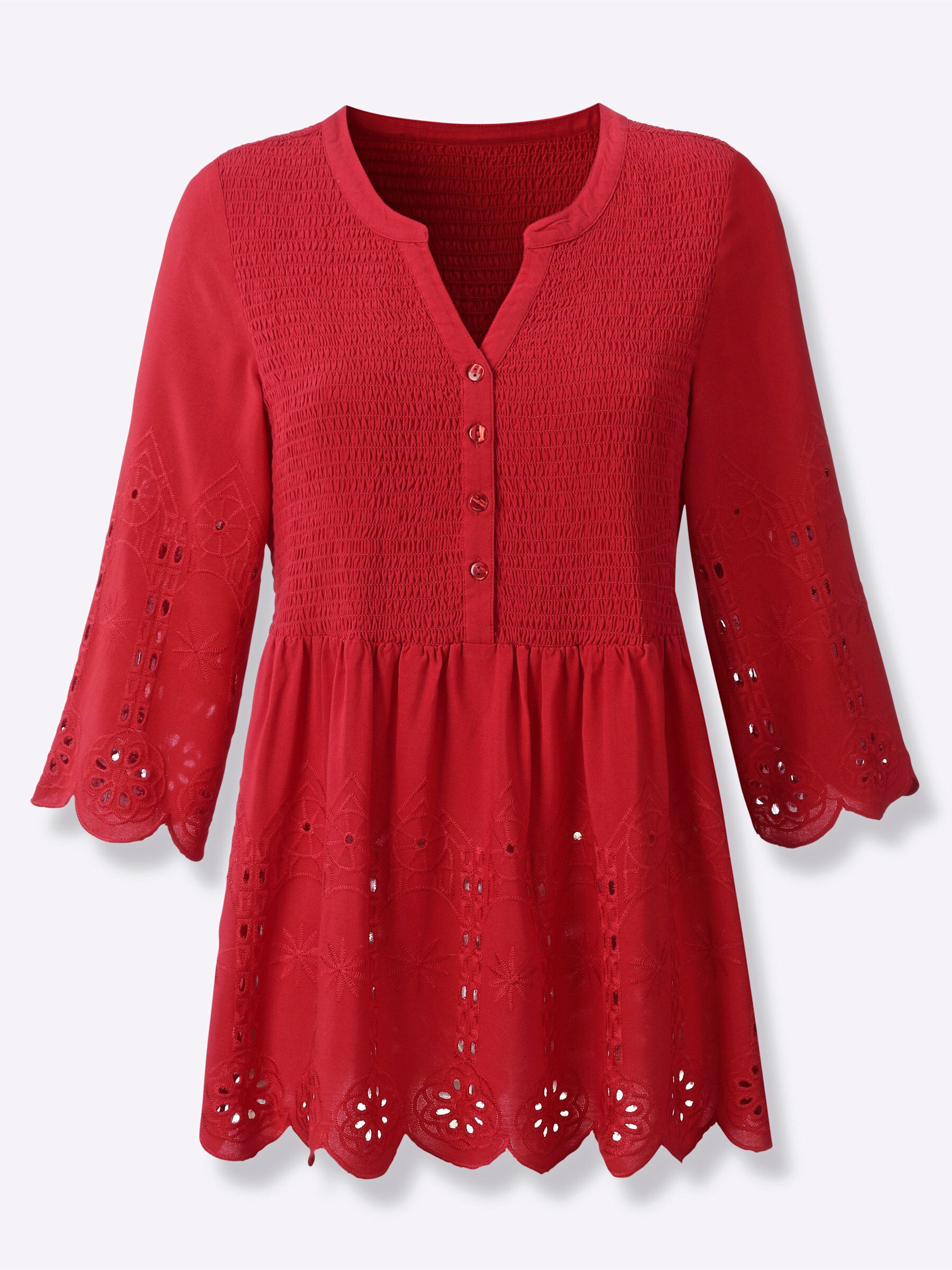 Klassische Bluse Spitzen-Bluse 3/4-Arm