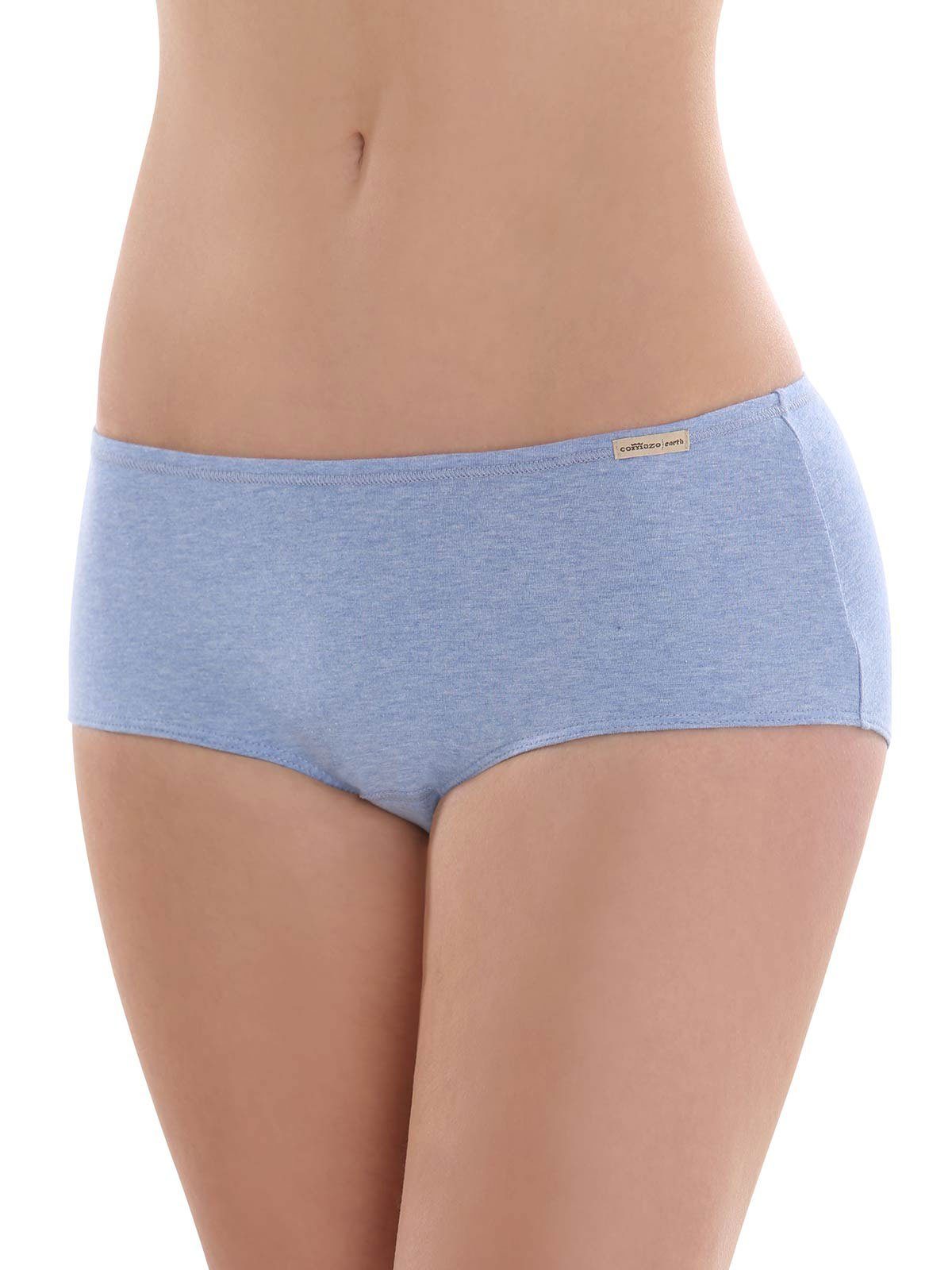 COMAZO Panty Damen Baumwoll Panty (Stück, 1-St) Vegan blau-melange