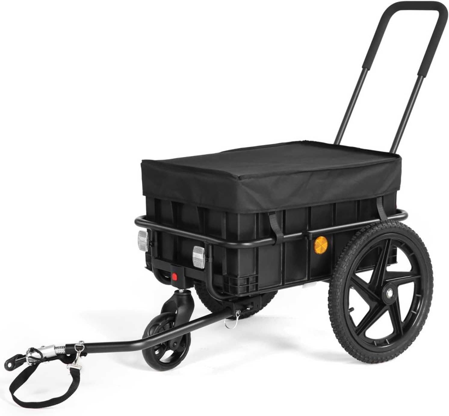 SEPNINE Fahrradlastenanhänger 2 in 1 Handwagen mit Schiebestange, Eisenrahmen 40 kg,Faltbar