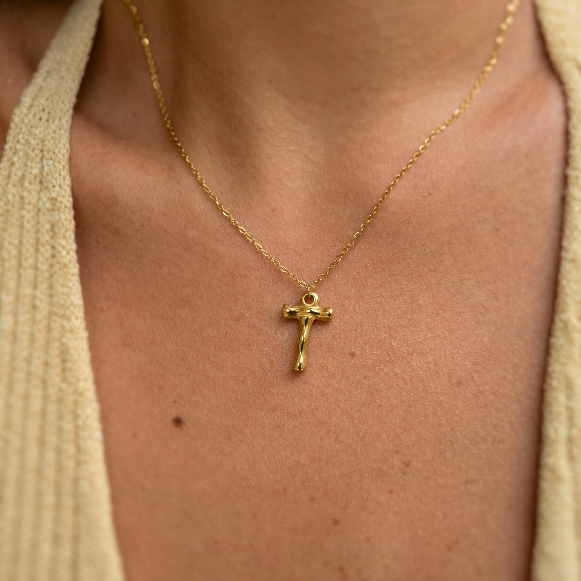 Made by Nami Kette mit Anhänger Kreuz-Kette Damen Schmuck Gold 40 + 5 cm, Geschenke für Frauen