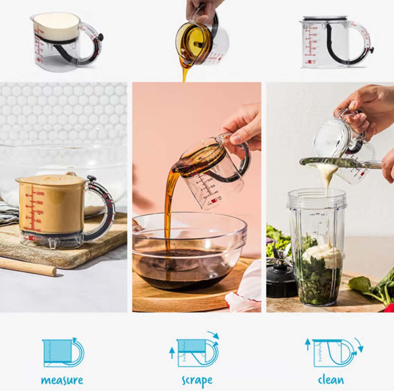 trends for living Messbecher Multifunktionaler verstellbarer Messbecher einteiliger verstellbarer