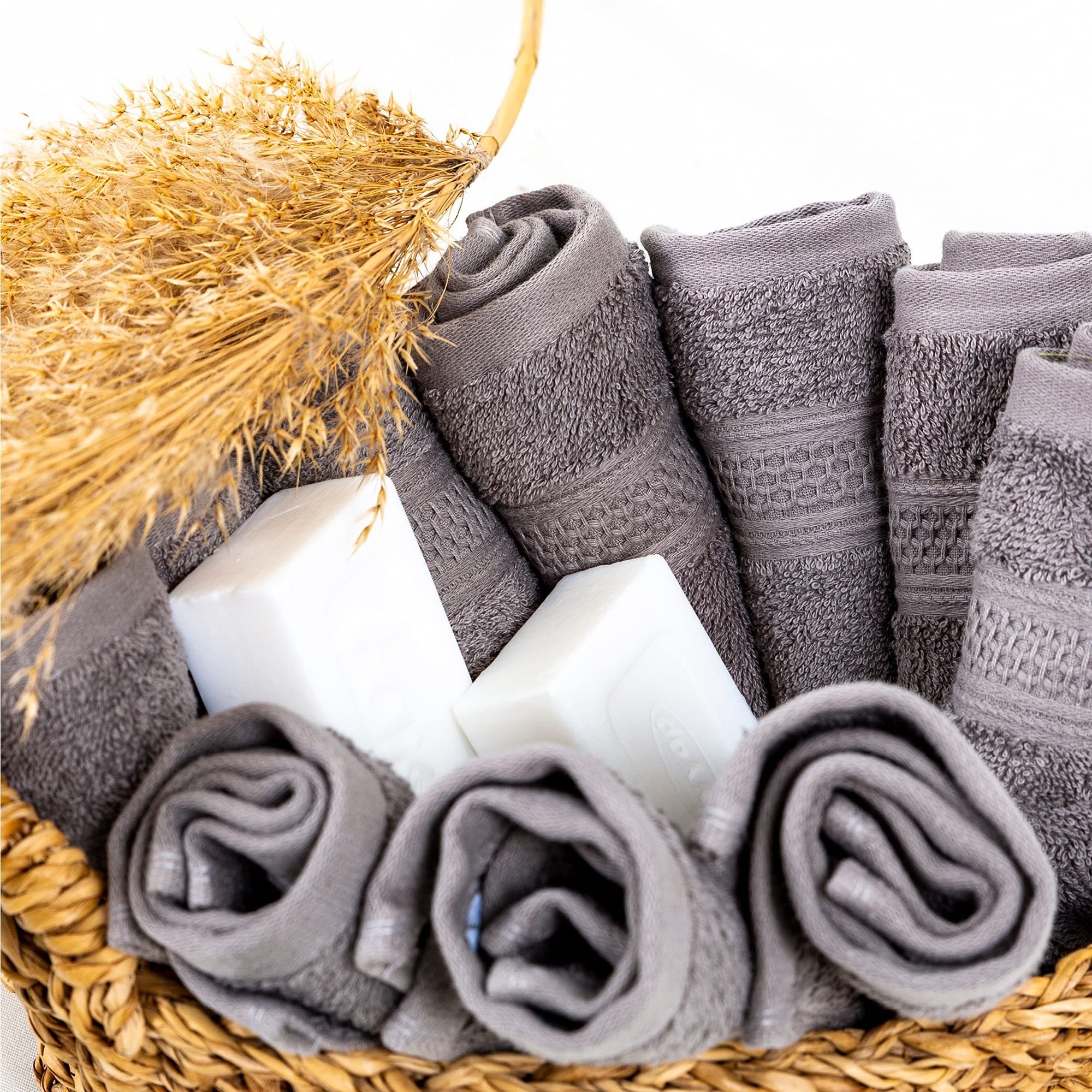 Baumwolle, Frottee, 100% Set Gästehandtücher Weich Schnelltrocknend Seiftücher, & Frottier Komfortec (10-St), aus anthrazit