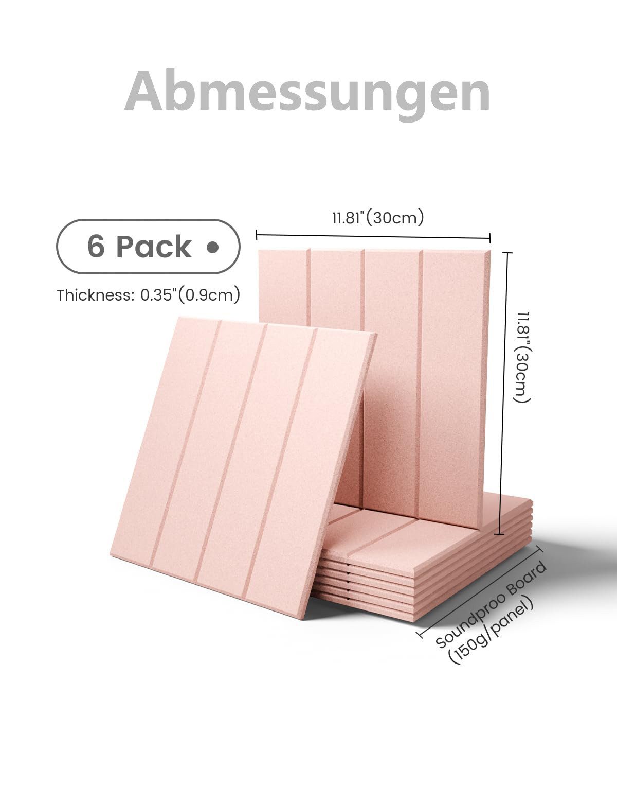 Agger Pinnwand Filz-Pinnwand-Fliesen 30x30cm – Alternative zu Korktafeln – 6er, (6-tlg), Dicke Wandpaneele für die Bürogestaltung