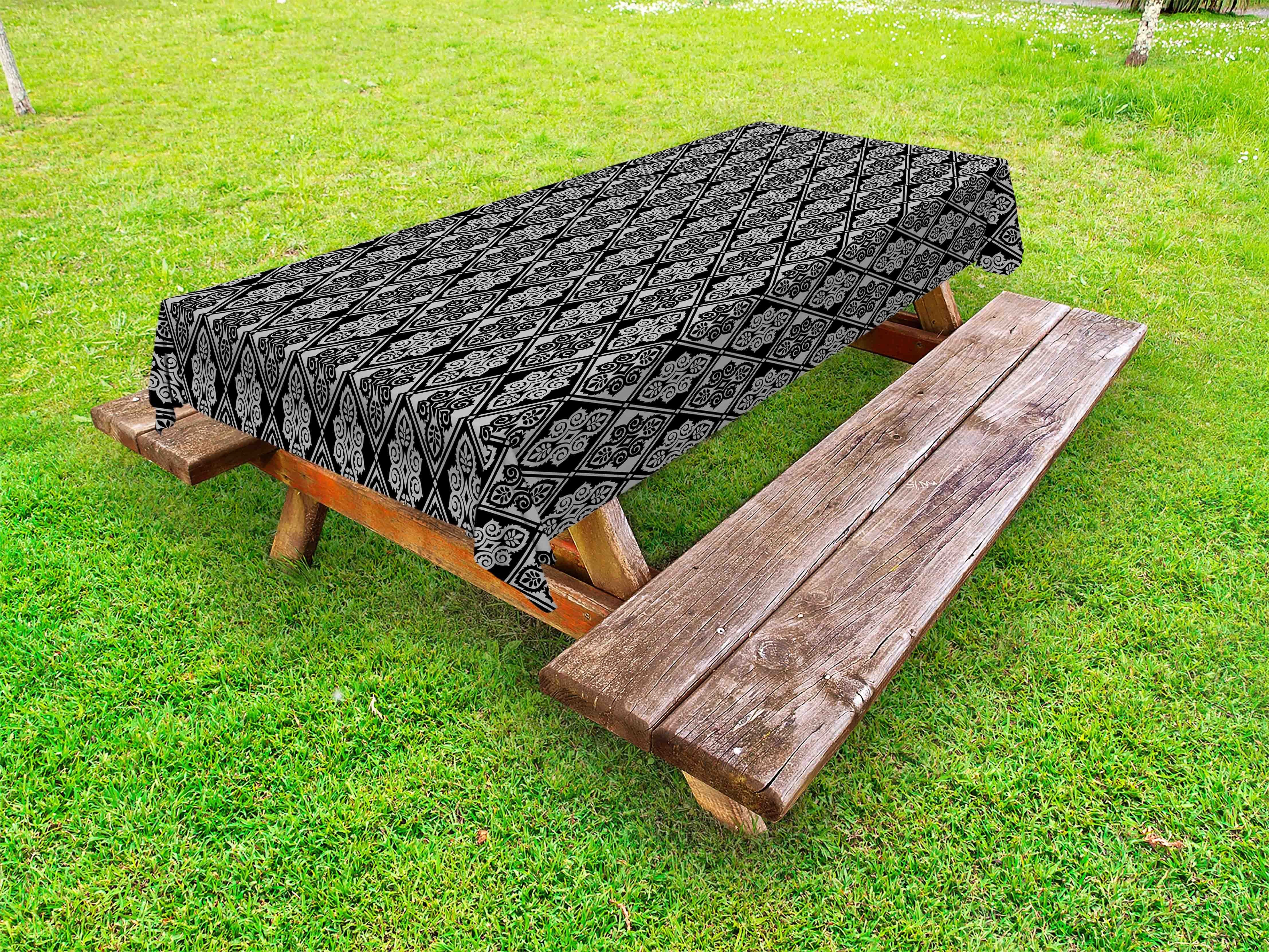 Tischdecke Abakuhaus Wie Baroque Kohlengrau waschbare dekorative Rhombus Picknick-Tischdecke,