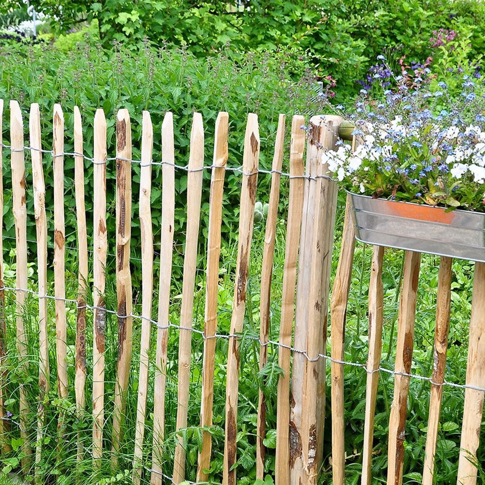BURI Sichtschutzstreifen Staketenzaun 0,9x5m Gartenzaun Holzzaun Gartenteichzaun Rollzaun