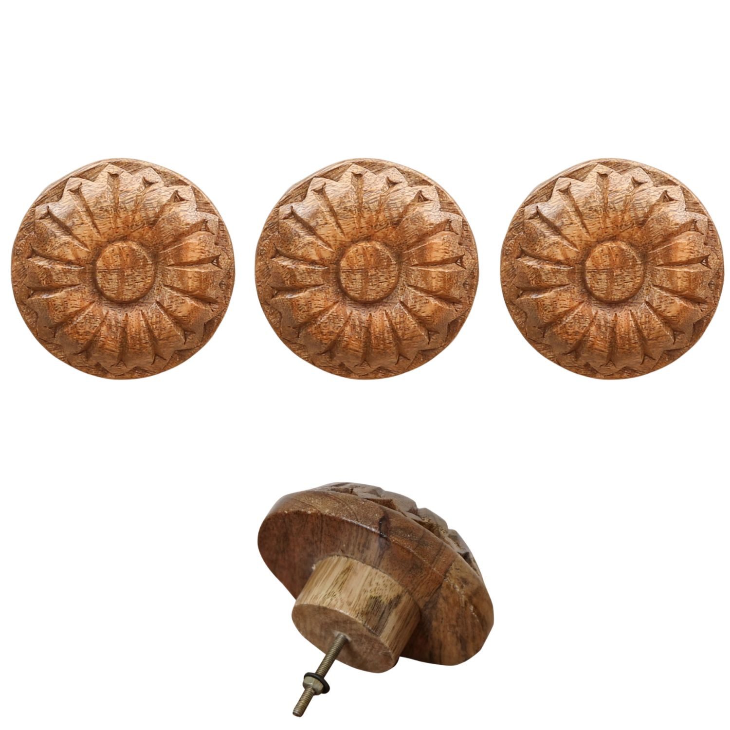 Marrakesch Orient & Mediterran Interior Kommode 3er Set Boho Möbelgriff Admir handgefertigt aus Holz Knopf massiv 9 cm (3 St), Handarbeit