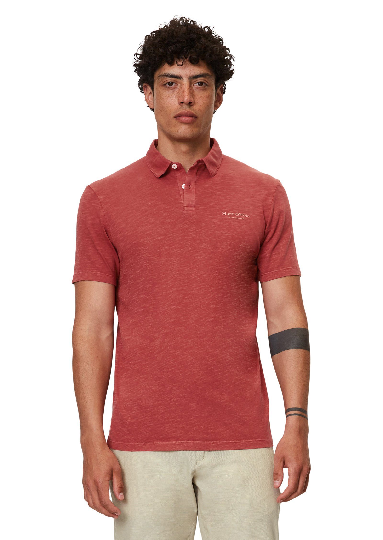 Marc O'Polo Poloshirt aus hochwertiger Bio-Baumwolle rot