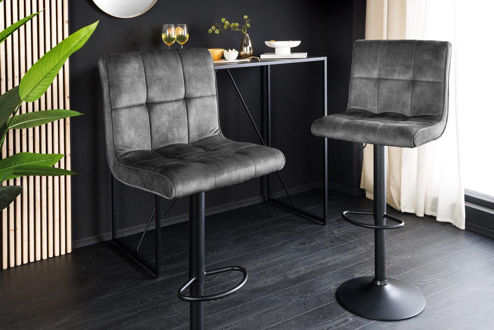 riess-ambiente Barhocker MODENA grau / schwarz - Samt, Metall, drehbar, höh günstig online kaufen