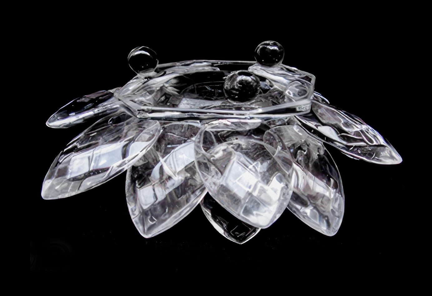 Yudu Kerzenständer Kerzehalter Seerose aus Kristallglas Tischdekoration Glas Glasblume – Bild 2 von 3