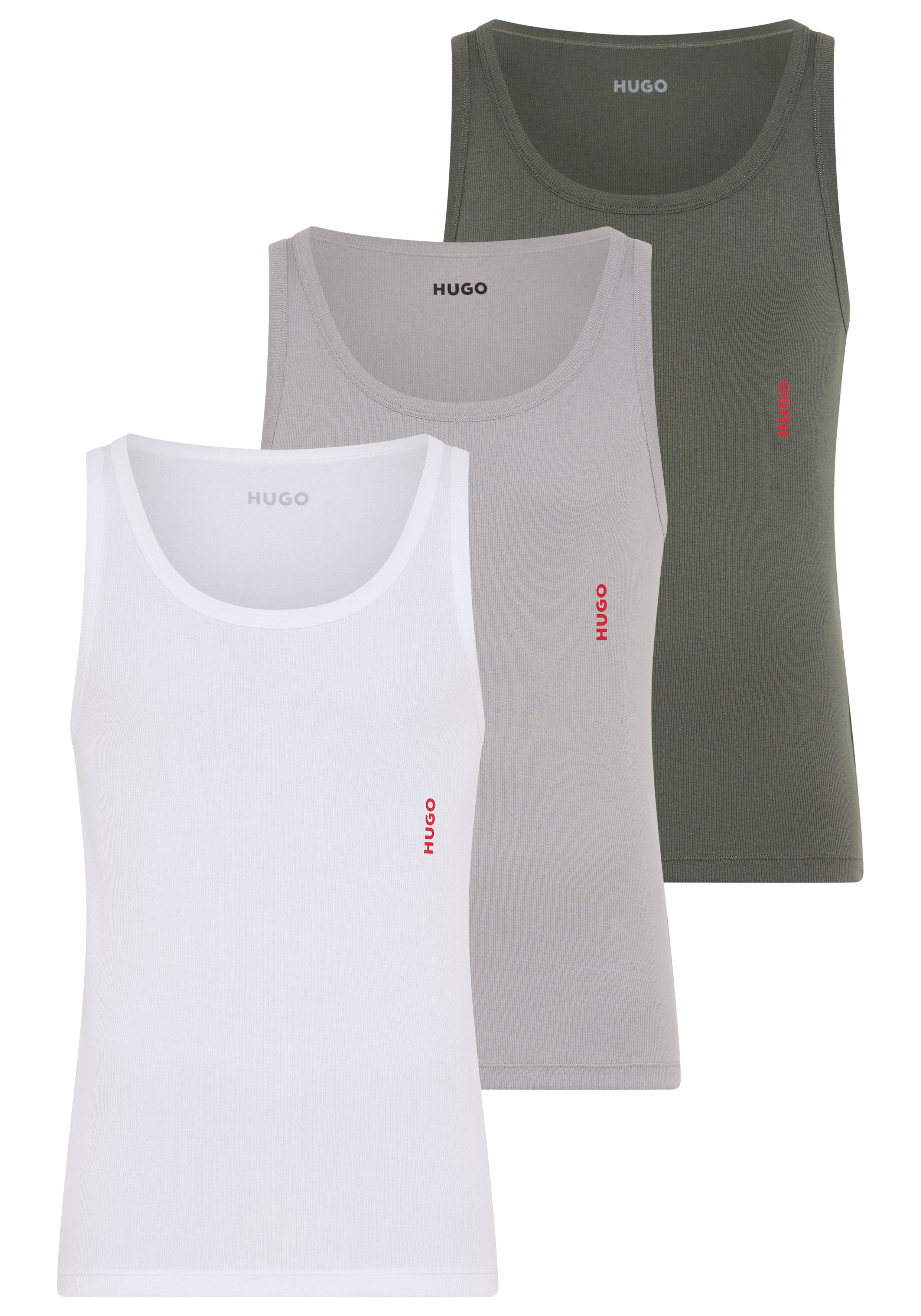 HUGO Ripptanktop (Packung, 3-tlg., 3er) Basic, Rundhals günstig online kaufen