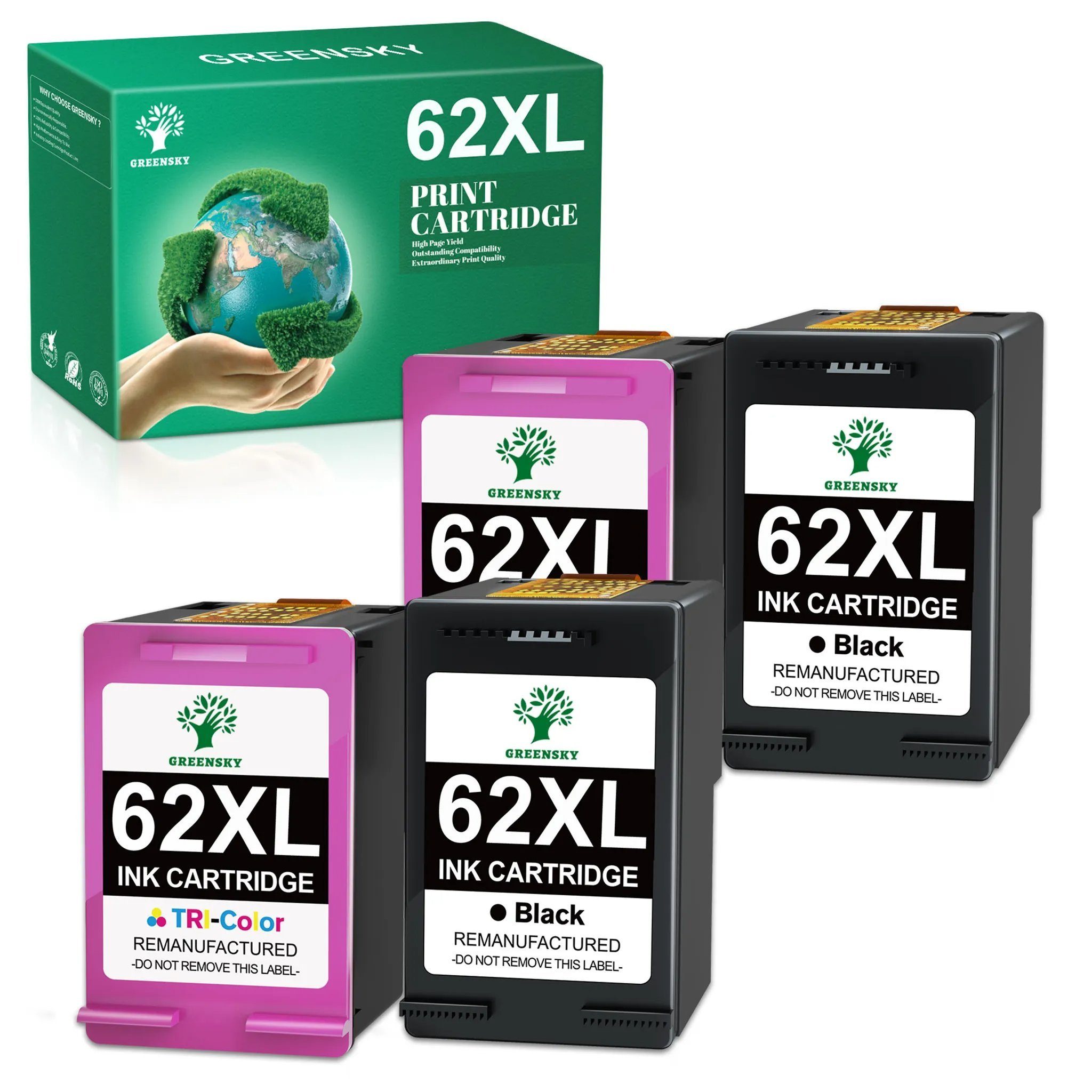 Greensky fur HP 62 xl 62xl ENVY 5540 5541 5546 5661 7600 Tintenpatrone 4 tlg