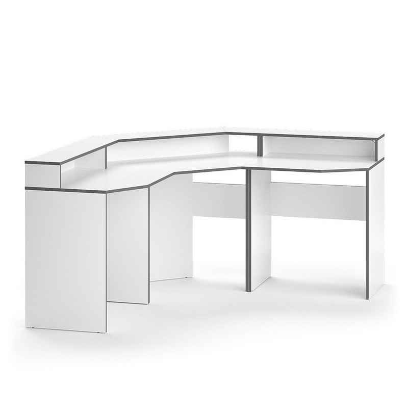 Vicco Computertisch Schreibtisch-set KRON Weiß/Grau