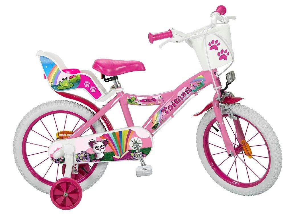 Toimsa Bikes Mädchen Fahrrad 1 Fantasy, Stützräder Rad Korb, Kinderfahrrad 16 Kinderfahrrad Zoll Bike Kinder Pink Gang, Puppensitz