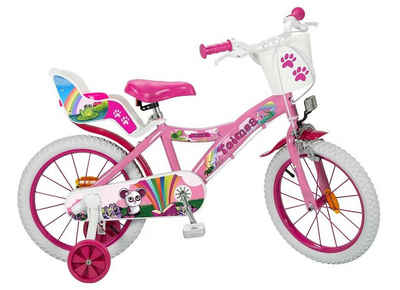 Toimsa Bikes Kinderfahrrad 16 Zoll Kinder Mädchen Fahrrad Kinderfahrrad Pink Rad Bike Fantasy, 1 Gang, Puppensitz, Korb, Stützräder