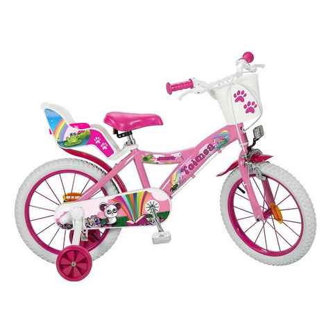Toimsa Bikes Kinderfahrrad 16 Zoll Kinder Mädchen Fahrrad Kinderfahrrad Pink Rad Bike Fantasy, 1 Gang, Puppensitz, Korb, Stützräder
