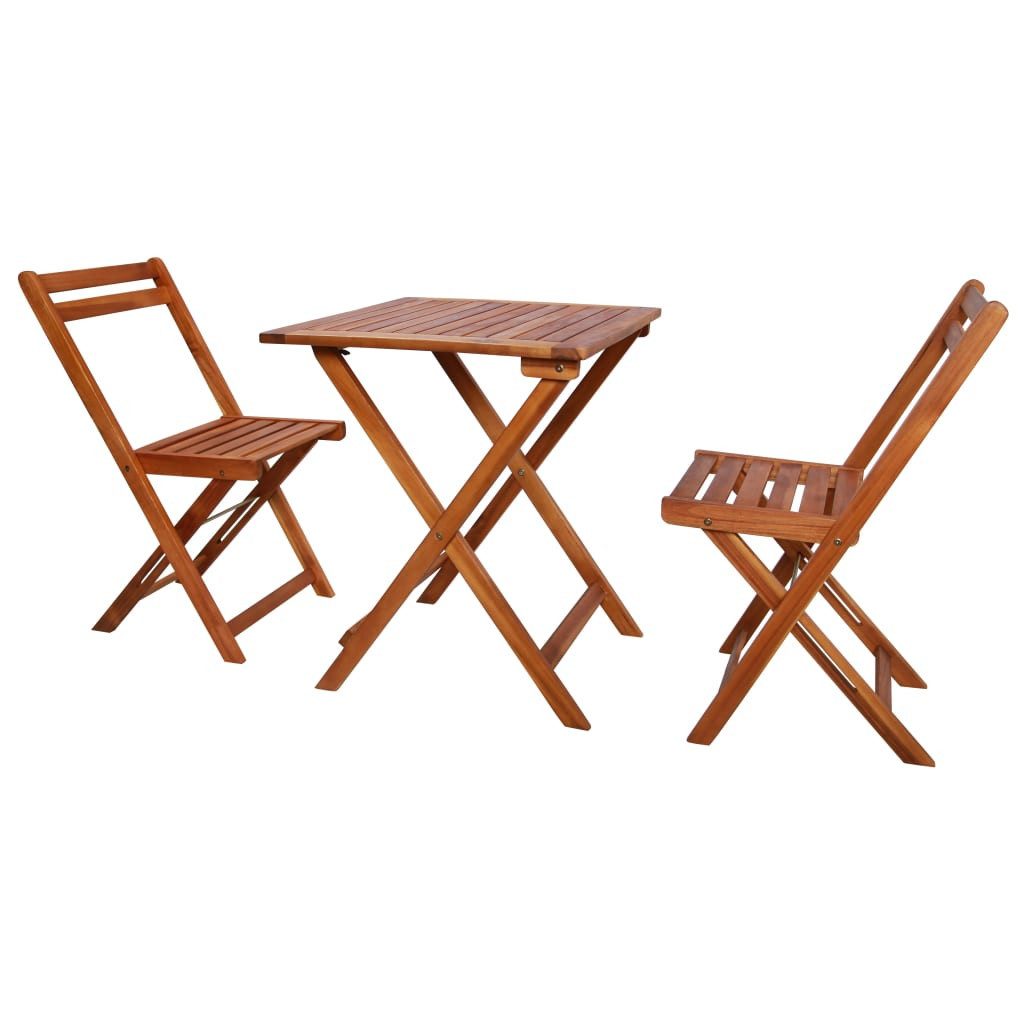 vidaXL Gartenlounge-Set 3-tlg. Bistro-Set Klappbar Massivholz, (1-tlg), Akazienholz Massiv Bistro Set 3-tlg. Balkonset Gartenmöbel Sitzgruppe