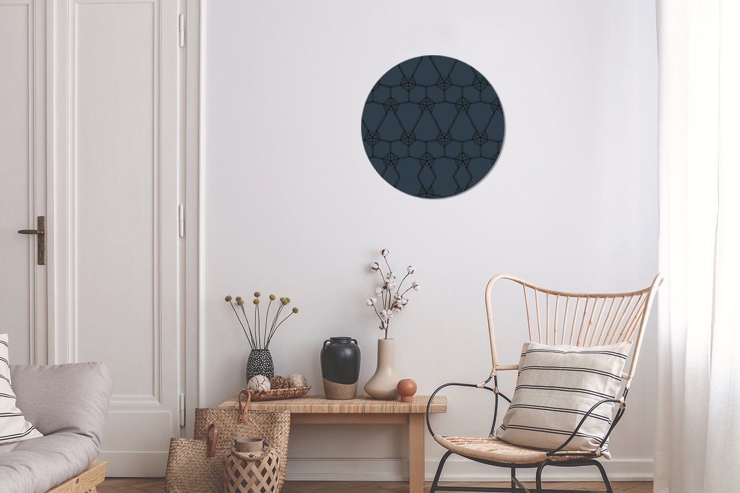 - cm Schwarz - Wanddekoration Rundes Kreis Luxus Wohnzimmer, (1 30x30 - Wandbild, MuchoWow Blau, Forex, Muster St), Gemälde